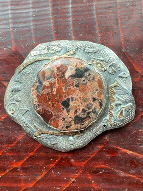 Sterling/Gold Vintage 1991 Jasper Brooch/Pin Signed "Bodarak"